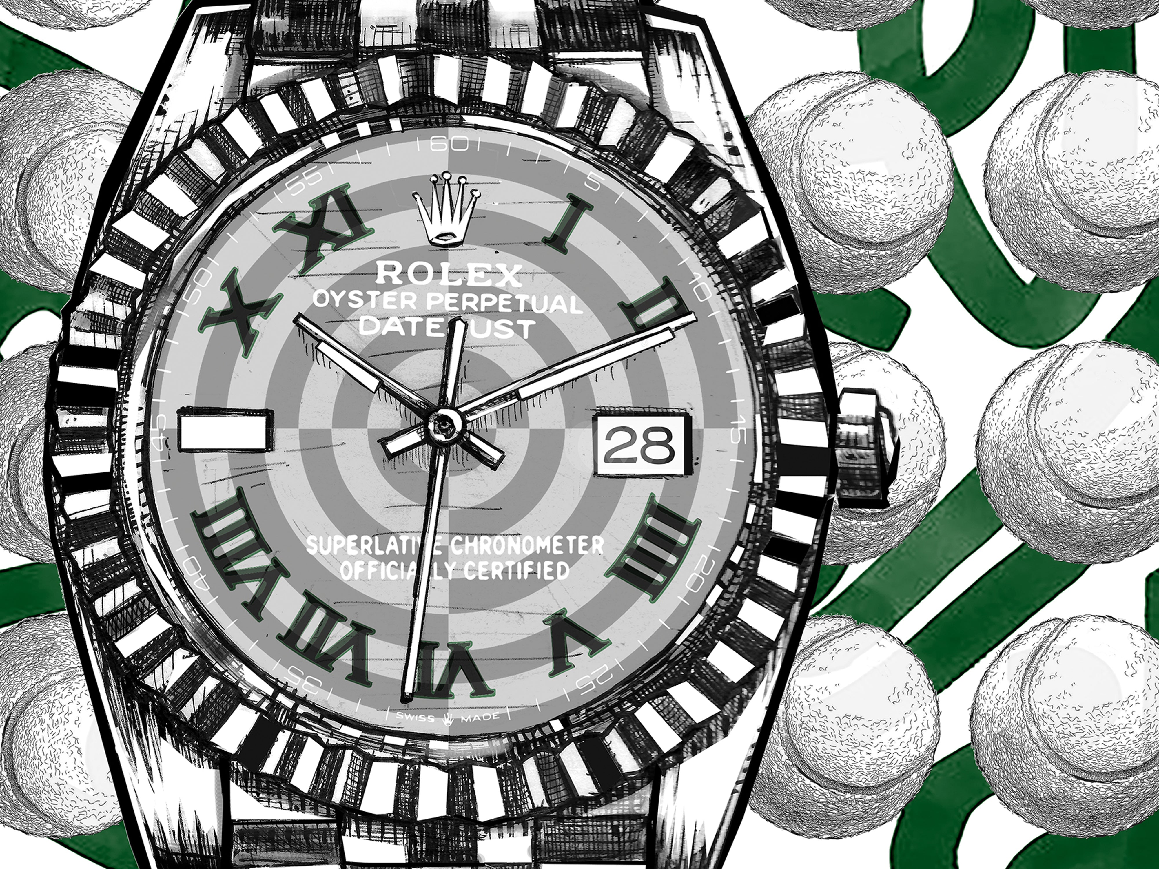 Screenprint "The Wimbledon" by Colbalt, inspired by the Rolex Datejust Wimbledon 41mm