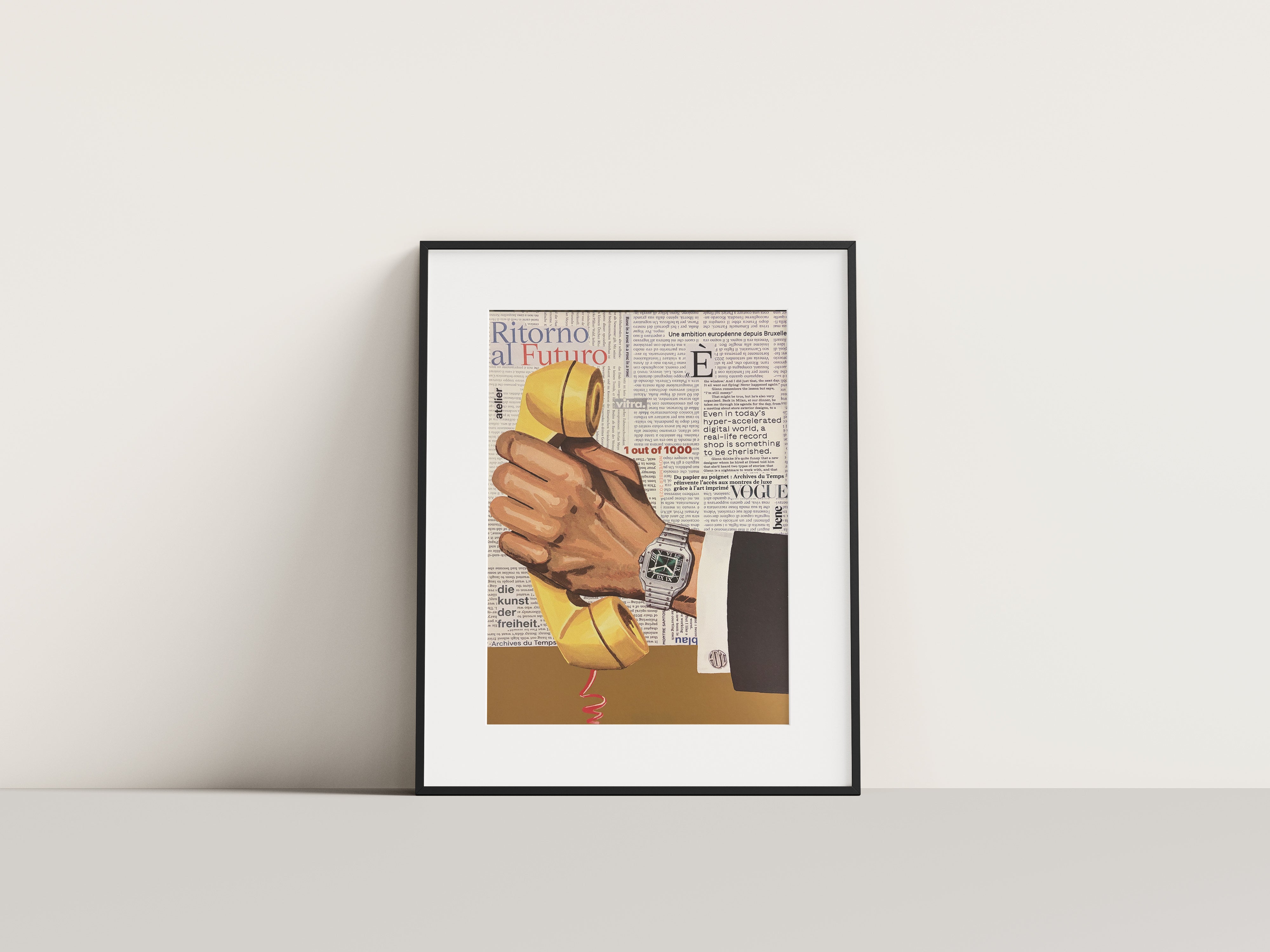 Screenprint "Call Me When It's Time" by Laura Stöckl, inspired by the Cartier Santos Medium