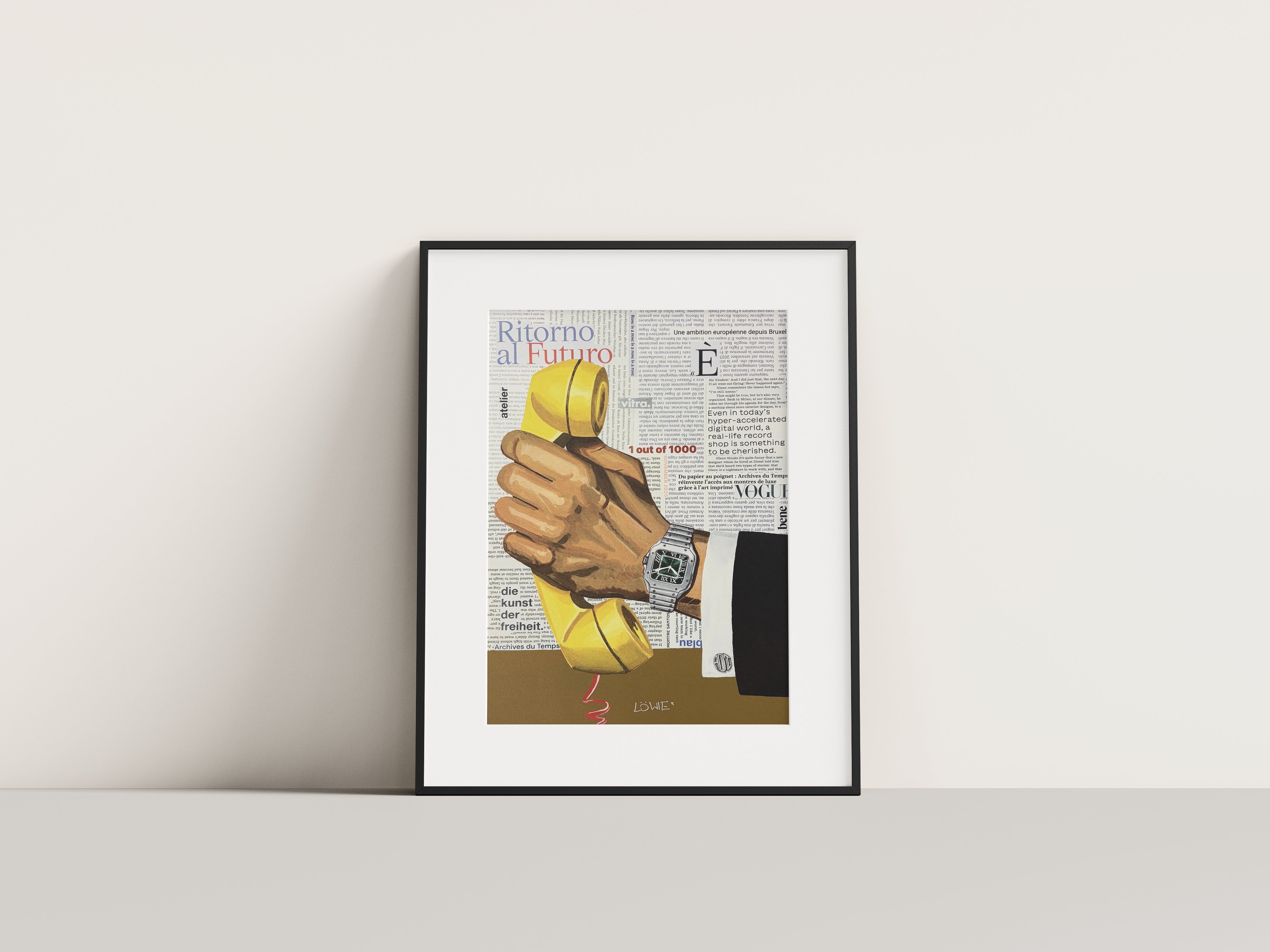 Screenprint "Call Me When It's Time" by Laura Stöckl, inspired by the Cartier Santos Medium